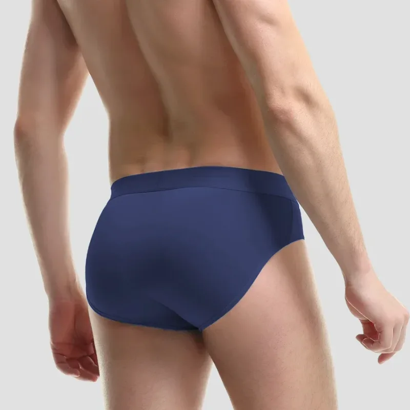 3PCS men's ice - silk underwear. Thin - style for summer, with U - convex briefs. Breathable, solid - colored shorts