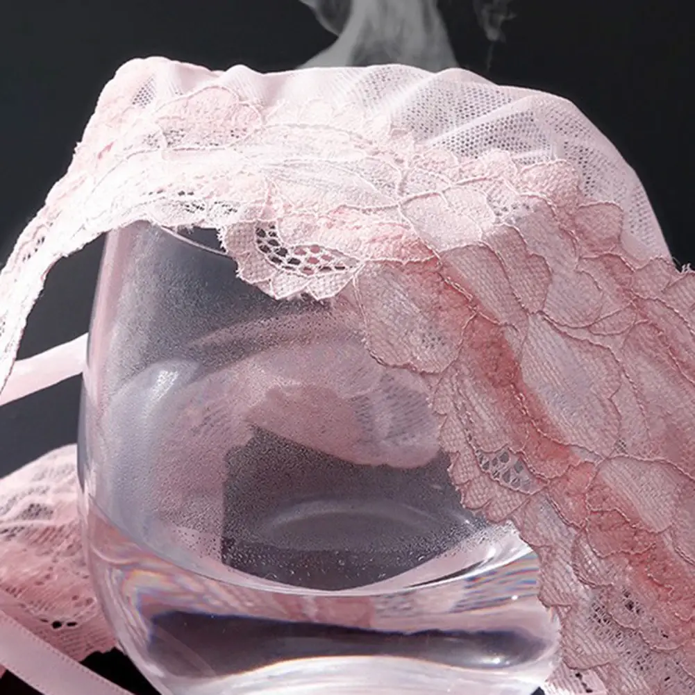 1pc Men's Bow Mesh Lace Hollow Out Briefs Ultra-thin Underwear 3D Bulge Pouch See Through Panties Low Waist Breathable Lingerie