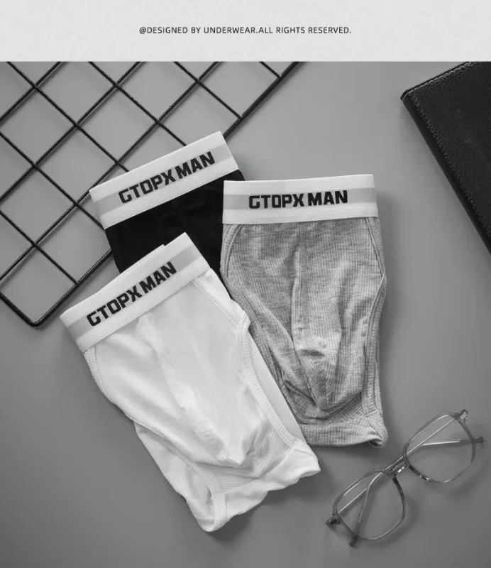 3Pak Sommer Enkeltlags Herreundertøj Lavhøjdede trusser til mænd Elastic Comfort Fit Undertrusser Ropa Interiør Hombre