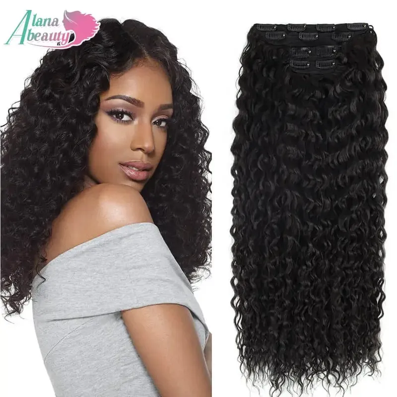Alana 28inch Synthetic Long Water Curly Clip In Hairpieces Hair Extensions Kinky Curly Clip-in Hair Heat Resistant Organic Fiber