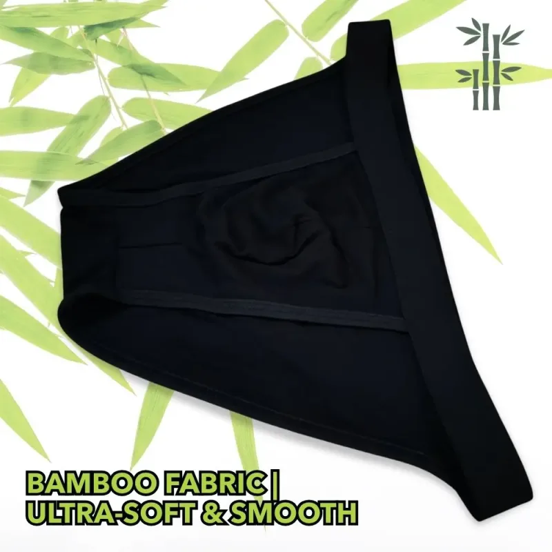 Men's Sexy High Cut Thong Bamboo Briefs Low Rise Integrated Pouch Breathable Athletic Underwear for Bodybuilder Gym Daily Wear