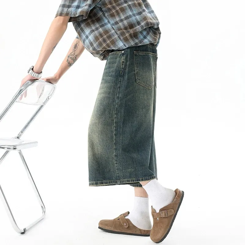 Több zsebes Cargo Nadrág Nyári Rövid Farmer Lakónadrág Hip Hop Utcai Ruházat Tágas farmer rövidnadrág Alkalmi széles szárú Capris nadrág 5XL-M