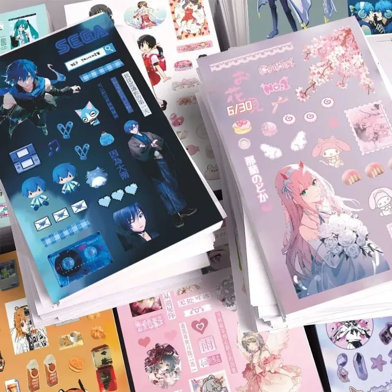 Hatsune Miku -Project DIVA- Sticker Hatsune Miku Kagamine Rin/Len Anime Peripheral Journal Material Sticker 8 Sheets New Gifts