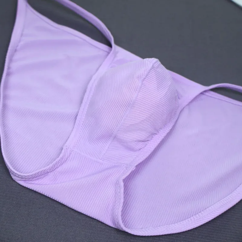 Men Fashion Ribbing Sexy High Fork Underwear Briefs U Convex Pouch Low Rise Man Comfortable Underpants Quick-drying