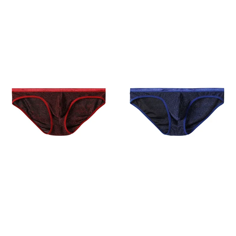 Men's Ice Silk Triangle Panties Sexy U-Shape Thin Briefs Breathable Mesh Low-Waist Underwear