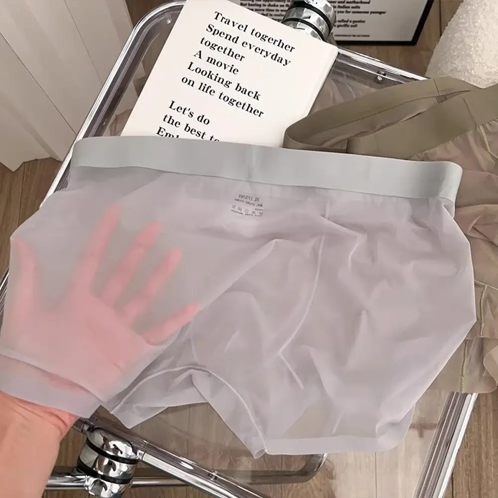 Men Sexy Elastic Men's Panties Quick Drying Ultra-thin Boxer Shorts Transparent Boxers Underwear U Bulge Pouch Sexy Und