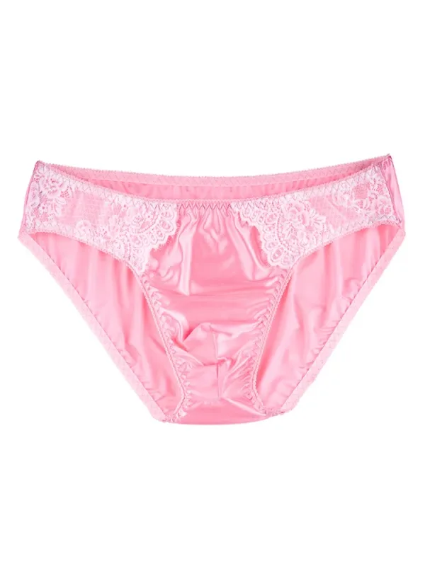 Men's Sexy Briefs Comfortable Healthy Elastic Soft Pouch mid Waist Pure Underwear Men's lace shiny gay underwear