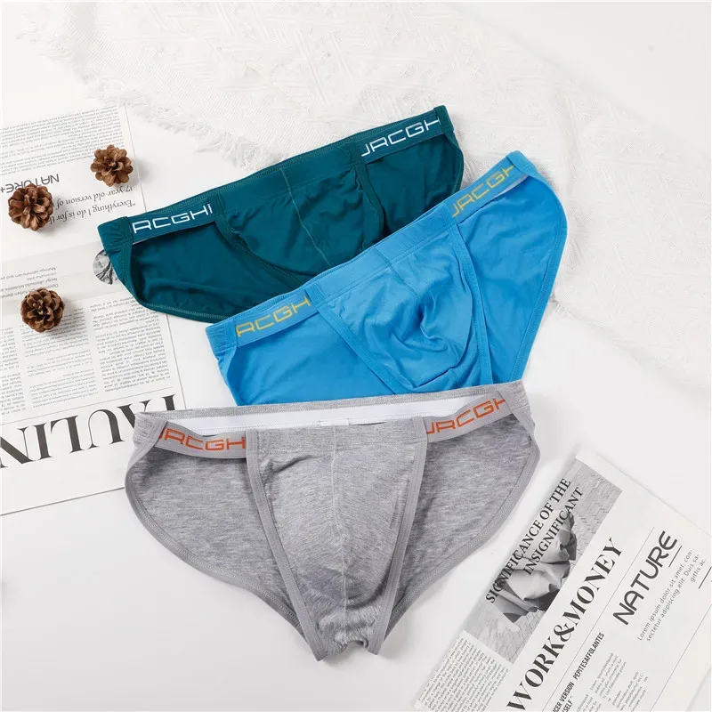 Mens Cotton Briefs Solid Color High Cut Hollow Low Waist Sexy Underwear Wholesale