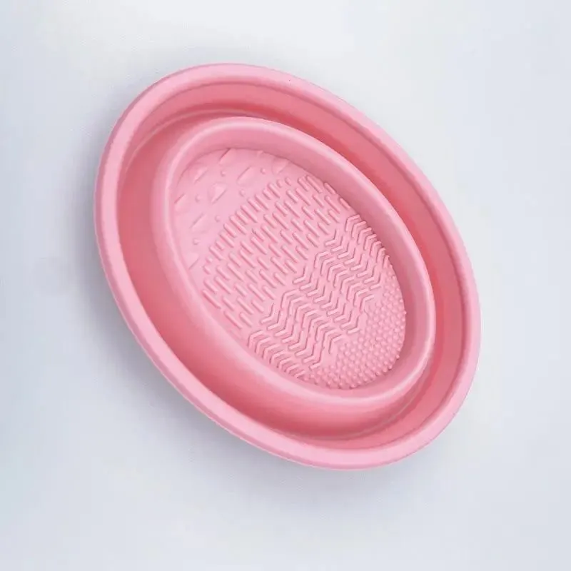 Πτυσσόμενη πούδρα Puff Cleaning Bowl Βούρτσες για σκιές ματιών Wash Clean Mat Εργαλεία ομορφιάς Scrubber Box Καθαριστικό πινέλου μακιγιάζ σιλικόνης