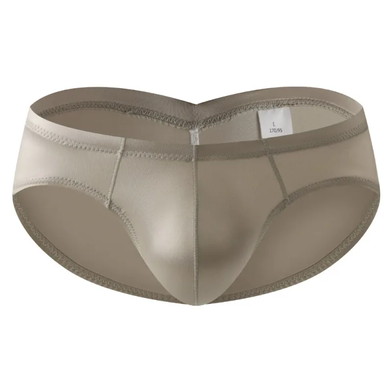 Breathable Low Waist Male Underwear Ice Silk Bulge Pouch Satin Silk Briefs Glossy Shiny Lingerie Men's Triangle Panties Sports