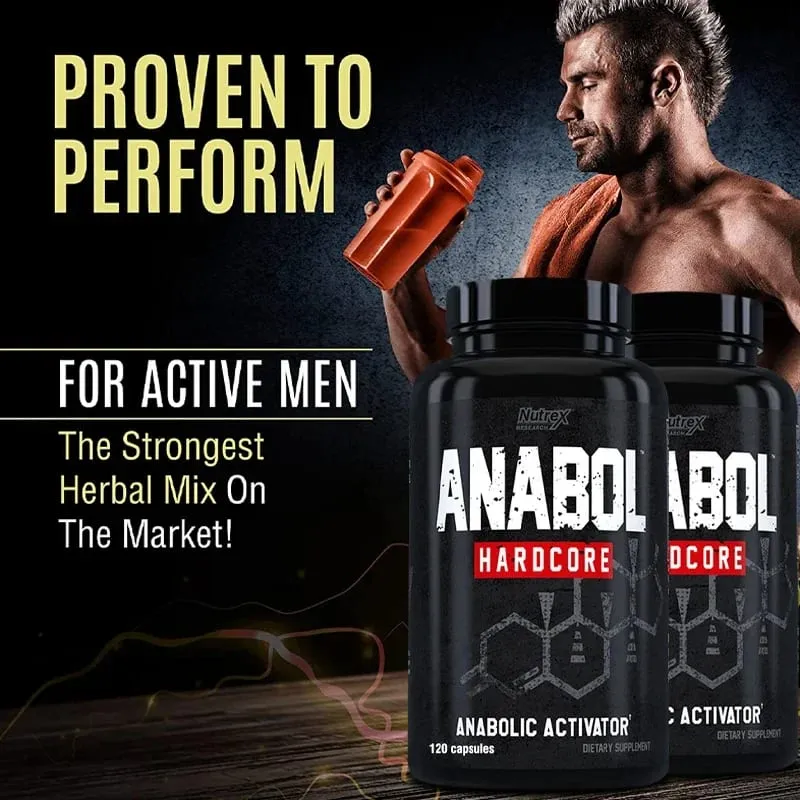 Anabol Hardcore - Muscle Supplement Dietary Capsules Lean Muscles Strength Growth Repair Recovery 6-Keto-Diosgenin Acetate