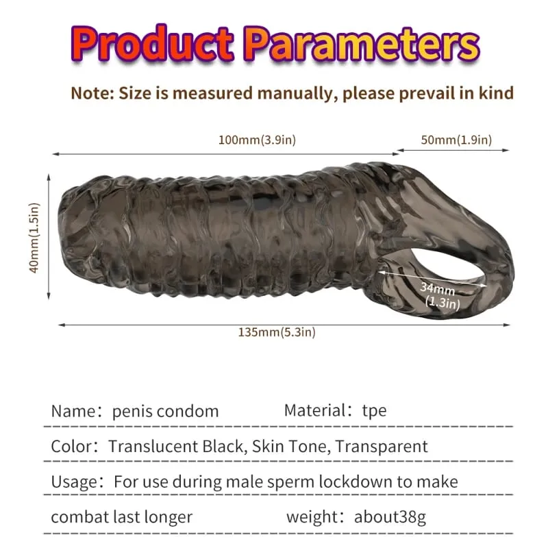 Penis Extender Condom Silicone Reusable Penis Sleeve Glans Enlarger Delay Ejaculation Cockring Adult Sex Toys For Men Couples