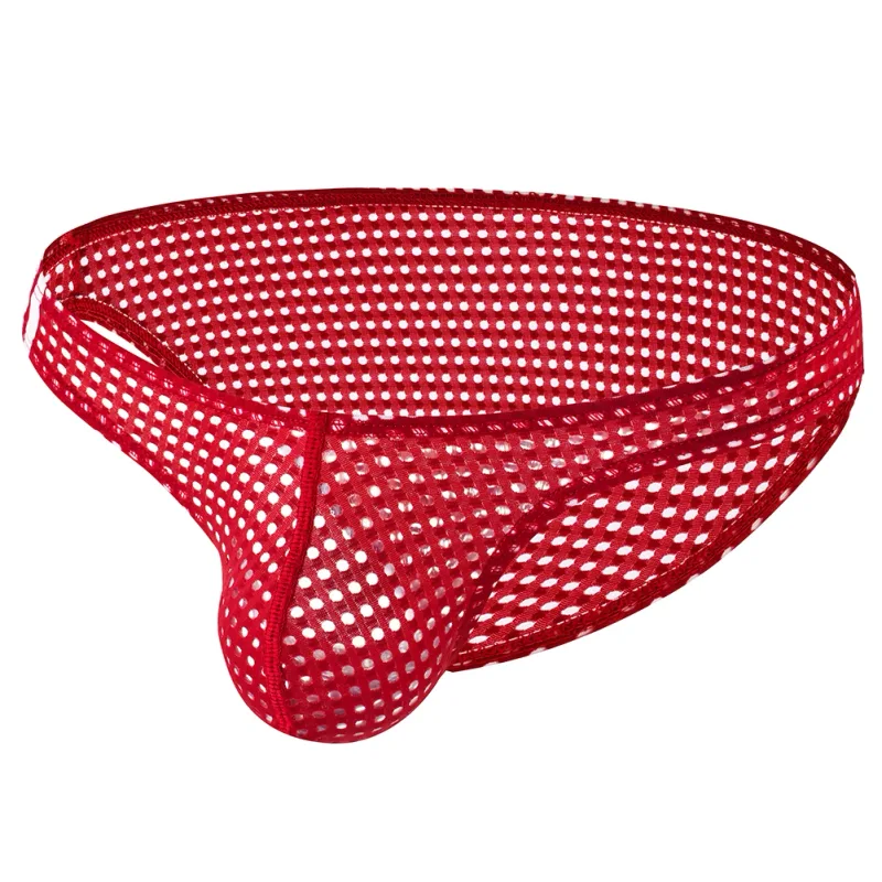 Men Briefs Summer Breathable Holes Underwear U Convex Thin Low Waist Briefs Slip Underpants Calzoncillos