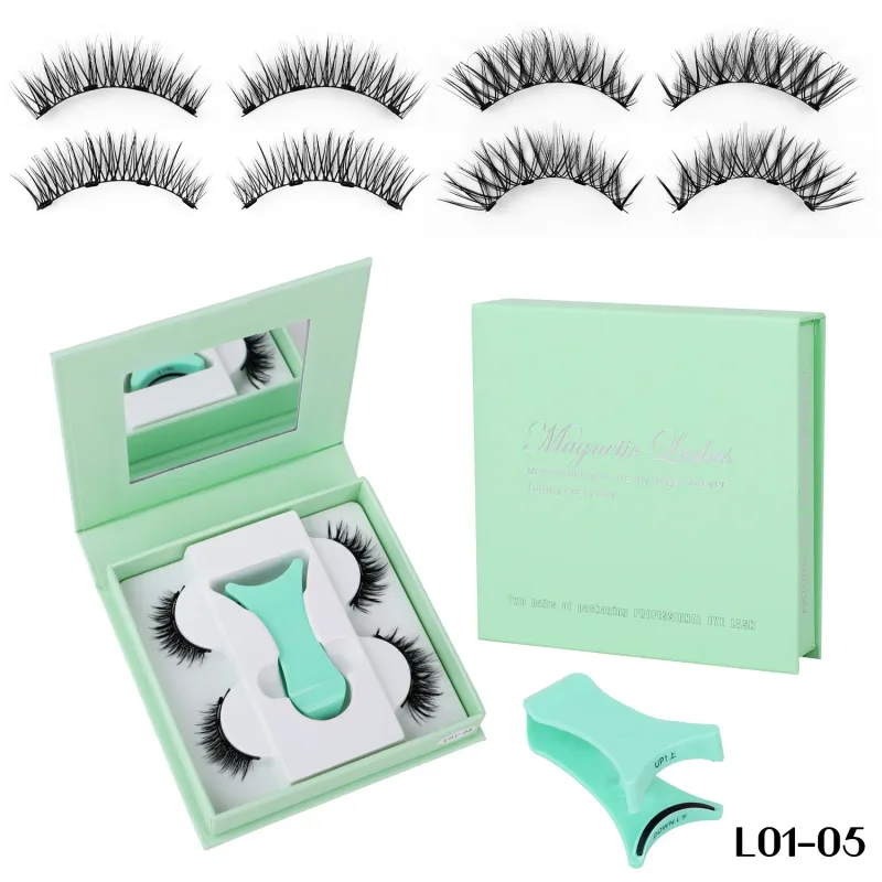 2 ζεύγη μαγνητικές ψεύτικες βλεφαρίδες Natural Wispy Μαγνητικές βλεφαρίδες Φορητή θήκη all-in-one επαναχρησιμοποιήσιμη χωρίς κόλλα Βλεφαρίδες ματιών Προσαρμοσμένες