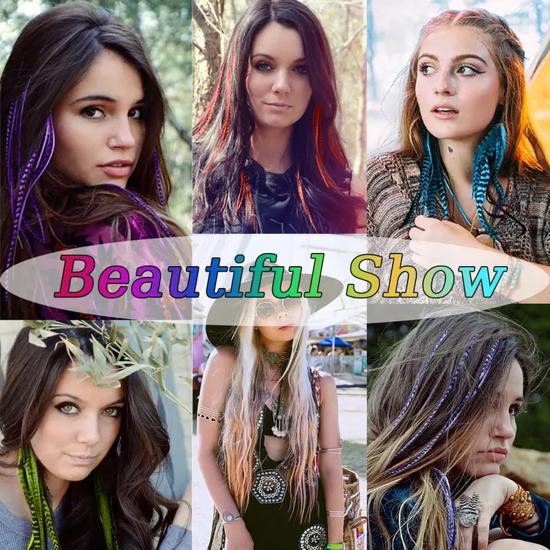 30roots Colored Synthetic Feather Ripe Extension μαλλιών 16 Inch I Tip Party Cosplay For Music Festival Halloween Christmas
