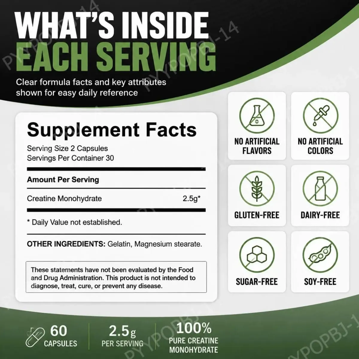 Micronized Creatine Capsules 100% Pure Creatine Monohydrate Muscle Building Support for Adults Sports Per Container 60 Capsules