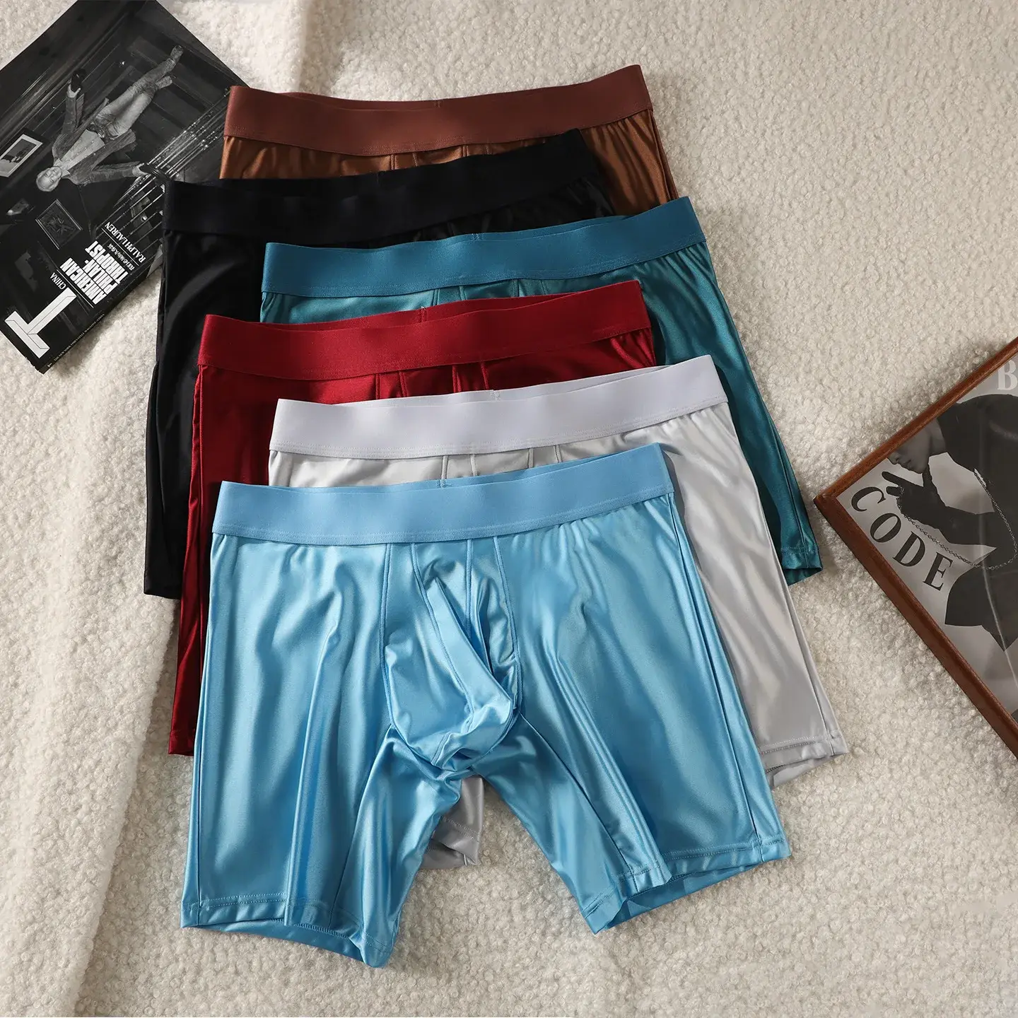 Mens Underwear Boxers Solid U Convex Pouch Panties Man Extended Leg Boxer Shorts Homme Middle Waist Sports Underpants Male M-XXL