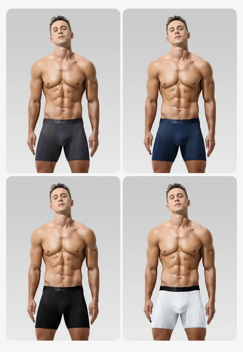 Extended sports underwear, men's boxer shorts, Modal anti-leg abrasion running, large size breathable training quadrangle shorts