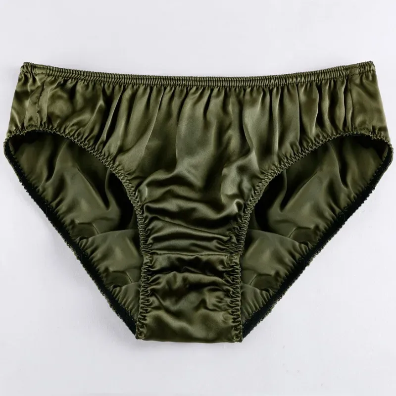 100% Mulberry Silk Men Sexy Underwear Wrinkle Briefs Breathable Male Panties Pure Silk Trigonometric Soft Man Underpants Summer