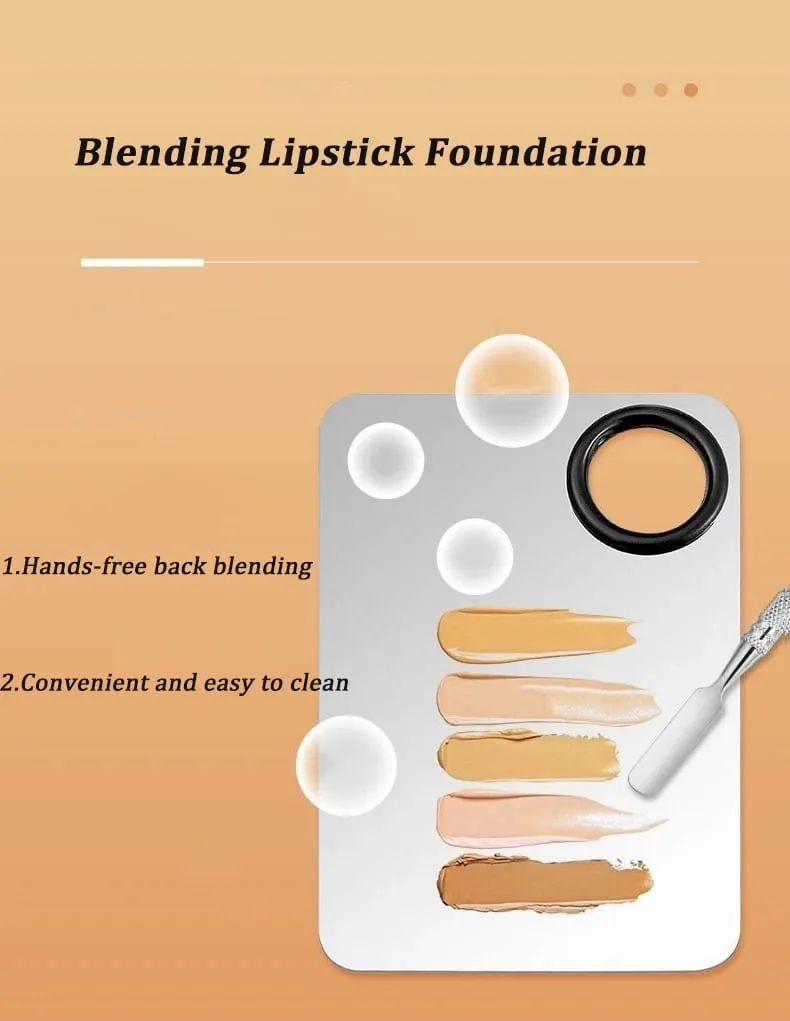 Makeup Mixing Palette Foundation Lipstick Eye Shadow Stainless Steel Mixer Palette na may Spatula Mixing Stick Beauty Tools Nail-A