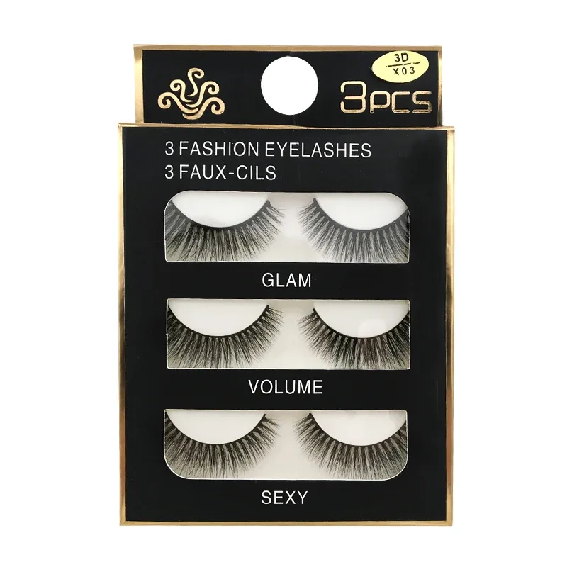 Faux Cils 3 Pairs Ψεύτικες Βλεφαρίδες Φυσικές μακριές 3D Βιζόν Βλεφαρίδες Απαλές Αφράτες Χειροποίητες Ψεύτικες Βλεφαρίδες Εργαλεία Μακιγιάζ Ματιών Maquiagem