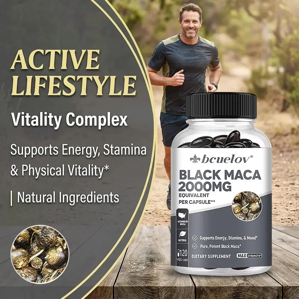 Black Maca kapszula 20000mg - Támogatja az agyműködést Elősegíti az izomnövekedést és a helyreállítást Szuper felszívódás javítja a vitalitást