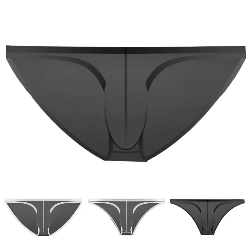 1PC Summer New Underwear Men's Ice Silk Briefs Ultra-thin Transparent Breathable Sexy Comfortable Low Waist Underpants For Men 3256809692642600