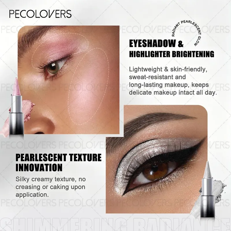 7 stks/set Groene Oogschaduw Stick + Zwarte Eyeliner + Mascara + Kwastenset – Shimmer & Matte Afwerking Waterdicht Gladde toepassing