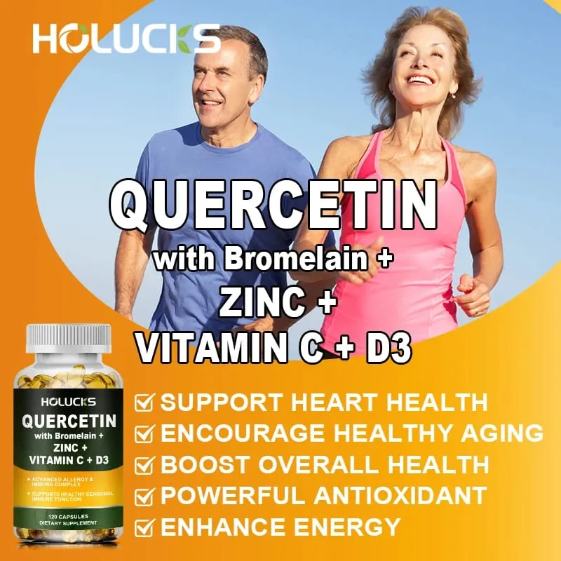Advanced Quercetin Vitamin C + D3 Supplement with Bromelain for Immunity Skin Health & Strong Bones Overall Vitality Vegan