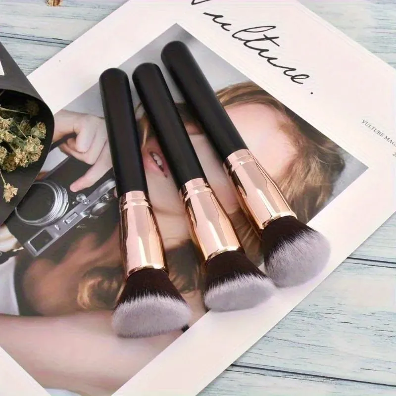 3pcs Professional Makeup Brush Set na may Foundation Blush at Eyeshadow Brushes - Soft Nylon Bristles Portable Travel-Friendly Co