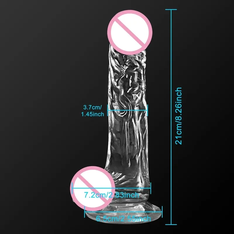4 Sizes Transparent Soft Jelly Dildo Realistic Fake Dick Penis Sucker Butt Plug Sex Toys for Woman Men Vagina Anal Sex Toys
