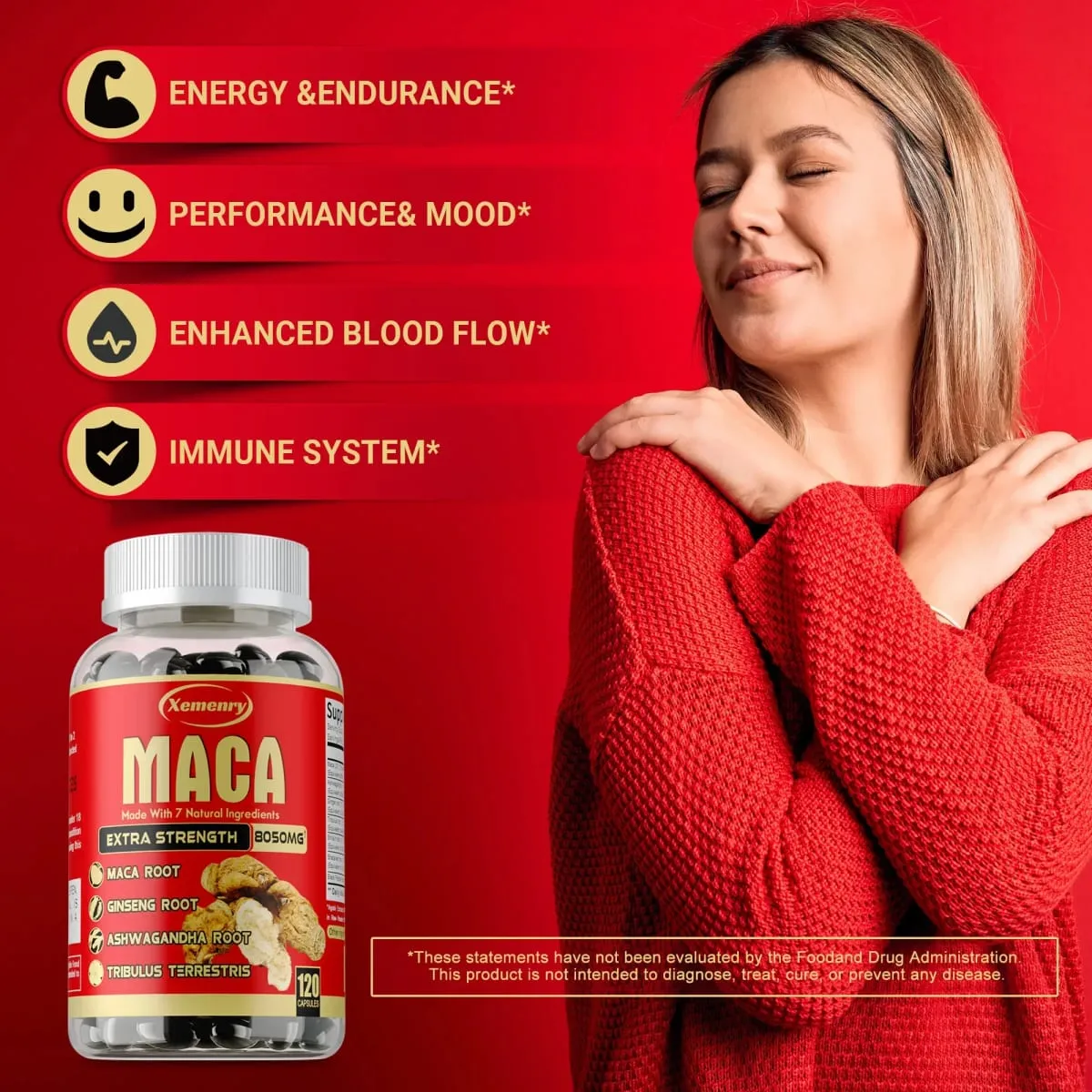 Κάψουλες Maca Root - με Ginseng & Ashwagandha για την υποστήριξη της ενεργειακής αντοχής και της απόδοσης Βελτίωση της μυϊκής μάζας
