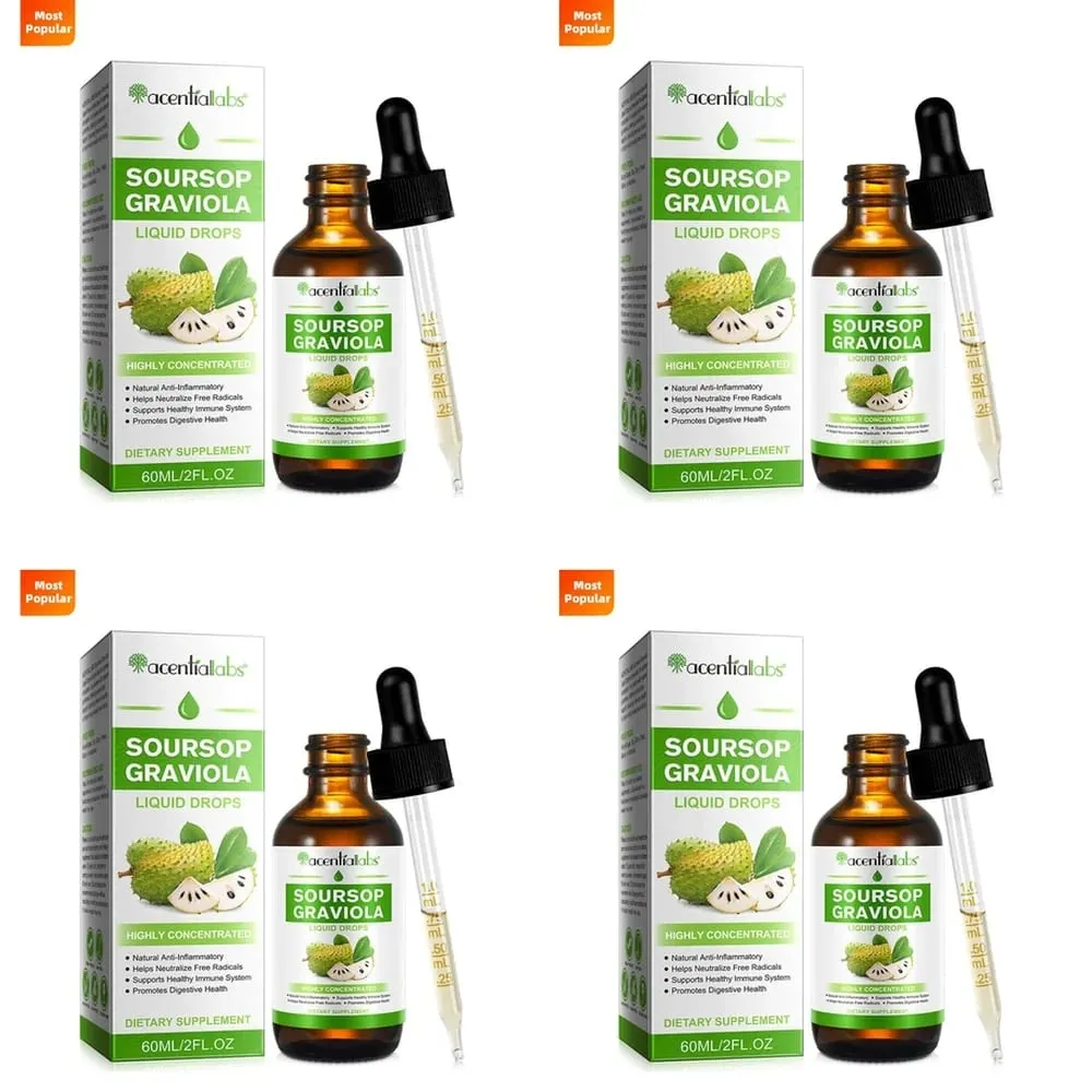AcentiLabs Sirsak Graviola Tetes Cair Vitamin C Mendukung Kesehatan Pencernaan Sistem Kekebalan Tubuh Pertahanan Radikal Bebas 60ml untuk Dewasa