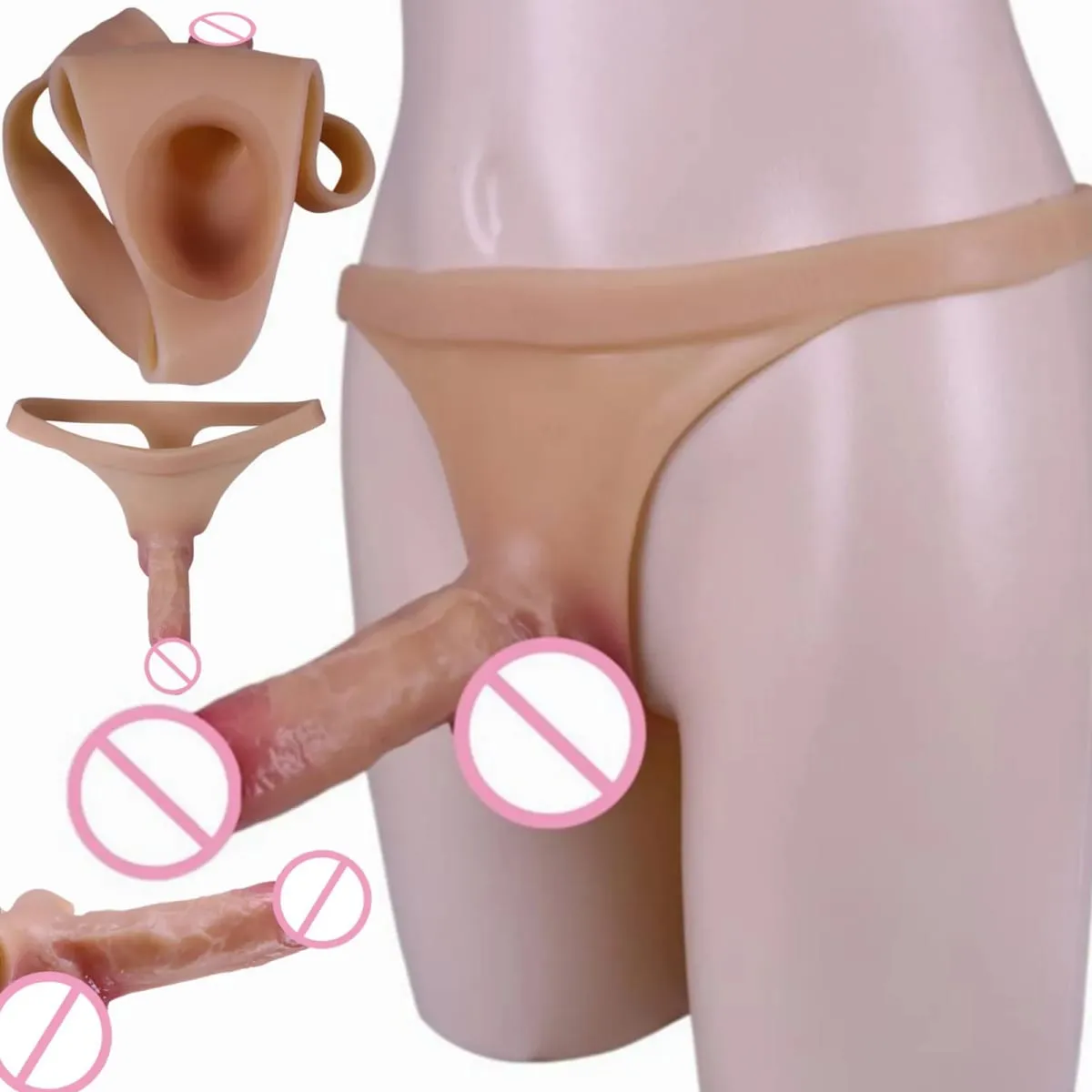 ΝΕΟ Κοίλο Dildo από σιλικόνη με λουριά με λουράκι πέους μανίκι υψηλής ελαστικότητας με προέκταση στρόφιγγας για ενήλικες 18+ ανδρών σεξουαλικό παιχνίδι