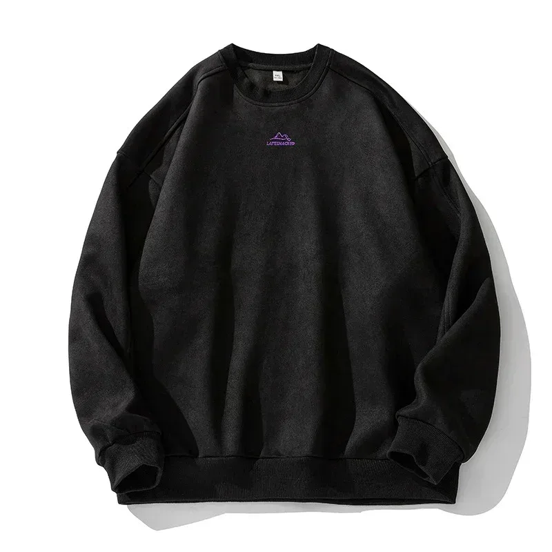 Märke Mocka Tröjor för Män 2026 Ny Höst Vinter Kläder Baggy Vintage Tröjor Par O Neck Överdimensionerad Blus — image 1