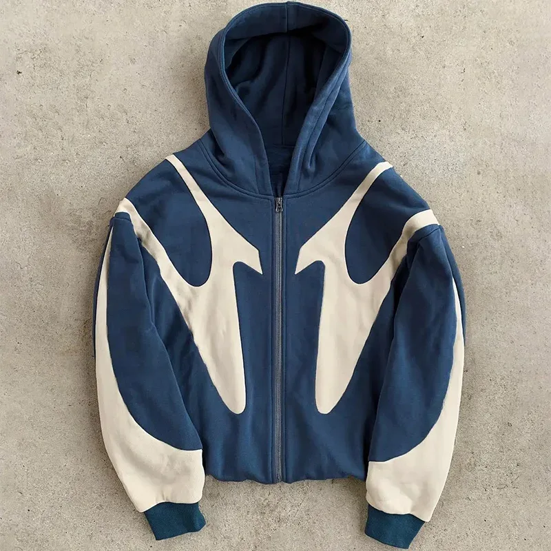 Amerikaanse Retro Brief Gedrukt Duivel Patroon Hoodie Y2k Harajuku Casual Paar Rits Hoodies Sweatshirt Mode Herenkleding