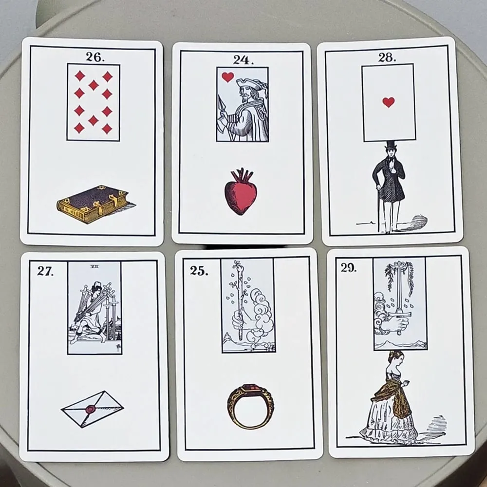 The New York Lenormand Pakli – Történelmi, 9*6 cm-es, 36 kártyás jóspakli, vintage stílusú, kartonos kártyák dupla dombornyomással