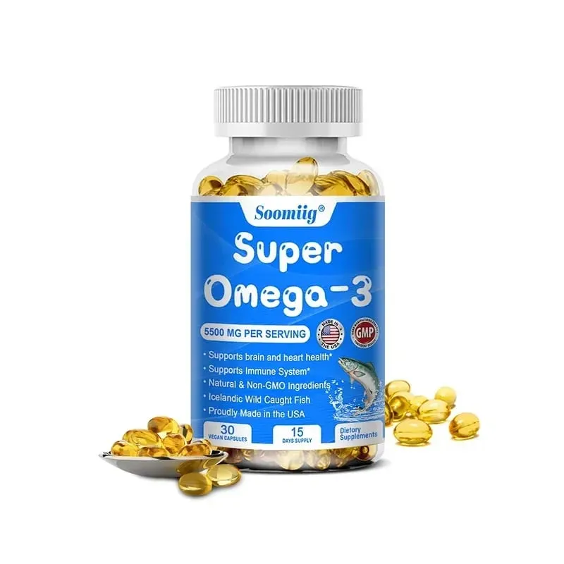 Triple Potency Capsules Omega-3 Fish Oil + DHA + EPA-Sinusuportahan ang Pinagsanib na Utak at Kalusugan ng Mata na Pinahuhusay ang Immune Function Antioxidant