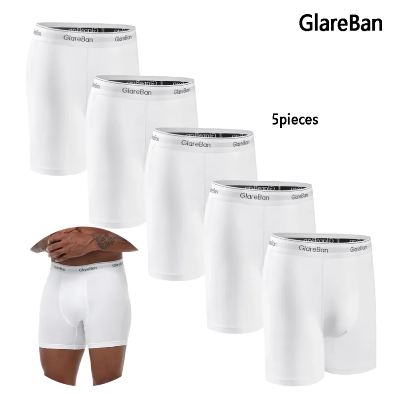 5 pièces Pack mi-long blanc Boxer Shorts hommes sous-vêtements hommes caleçons pour hommes Sexy Homme Boxershorts boîte culottes slips ensemble Lot