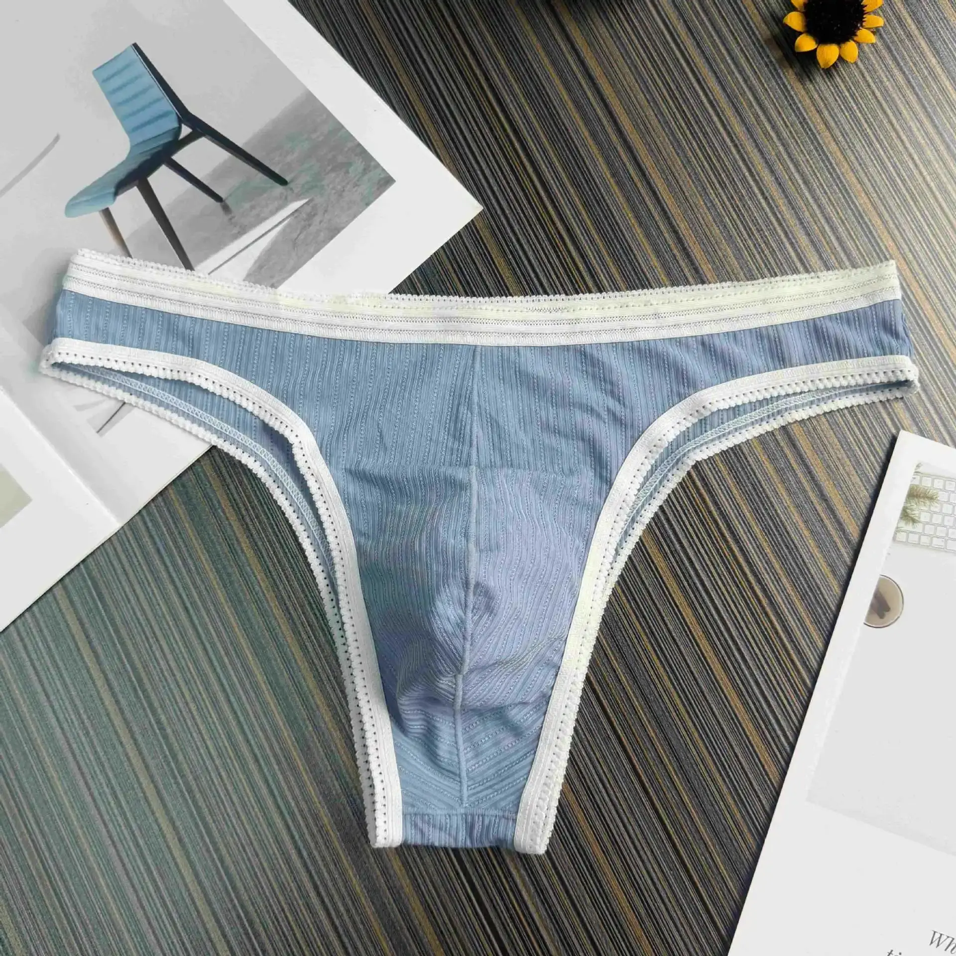 New Men Triangle Briefs Comfortable Breathable Sexy Underwear Large Pouch Solid Color