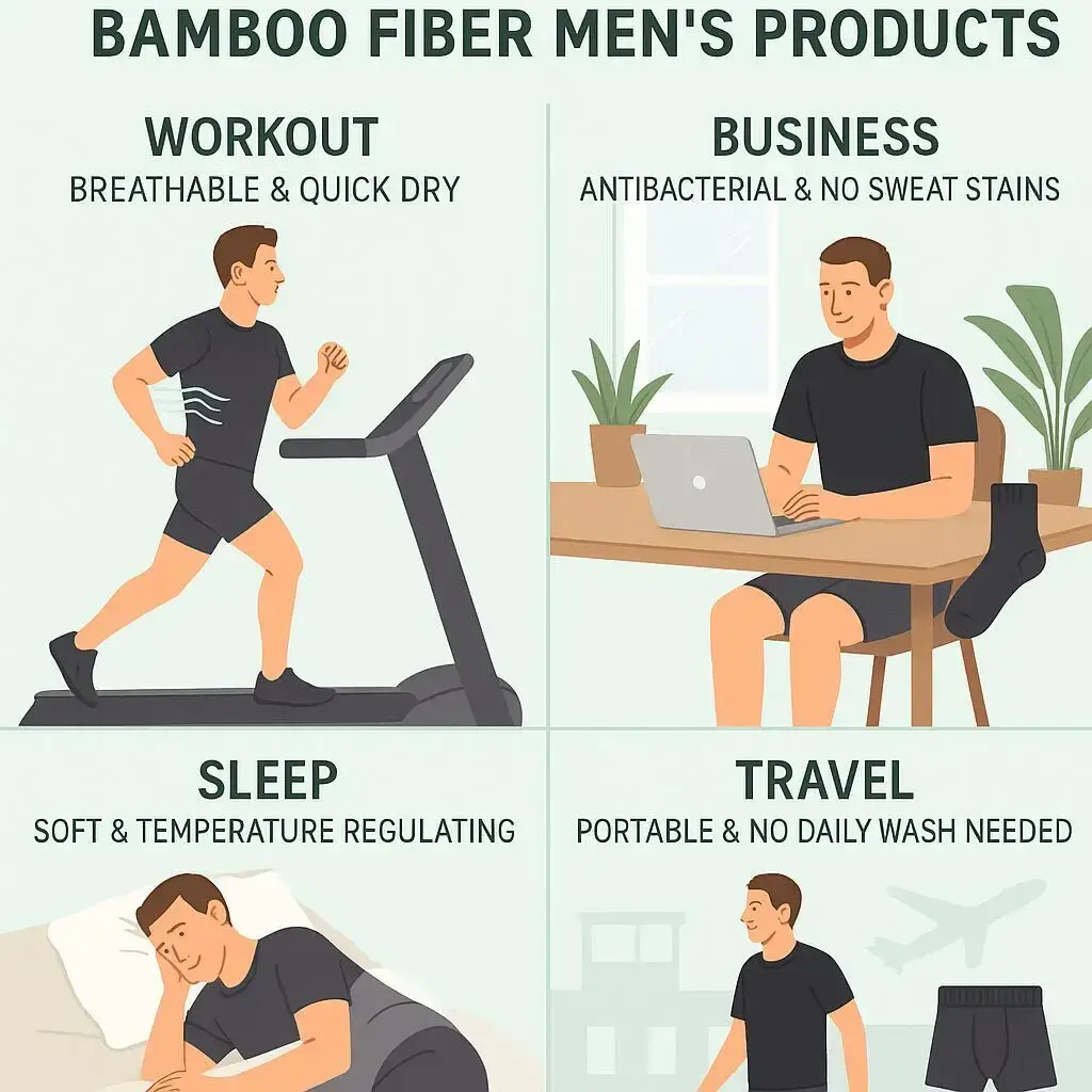 5pcs 95% Bamboo Fiber 5% Spandex Men's Length Long Leg Boxer Classic Design Comfortflex Waistband Underwear Man Sports 3256810241592595