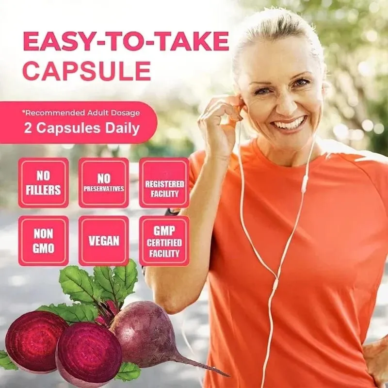 Balincer Organic Beetroot Extract Κάψουλες - Καλό για ενέργεια και αντοχή στην κυκλοφορία του αίματος Συμπλήρωμα για την υγεία της καρδιάς