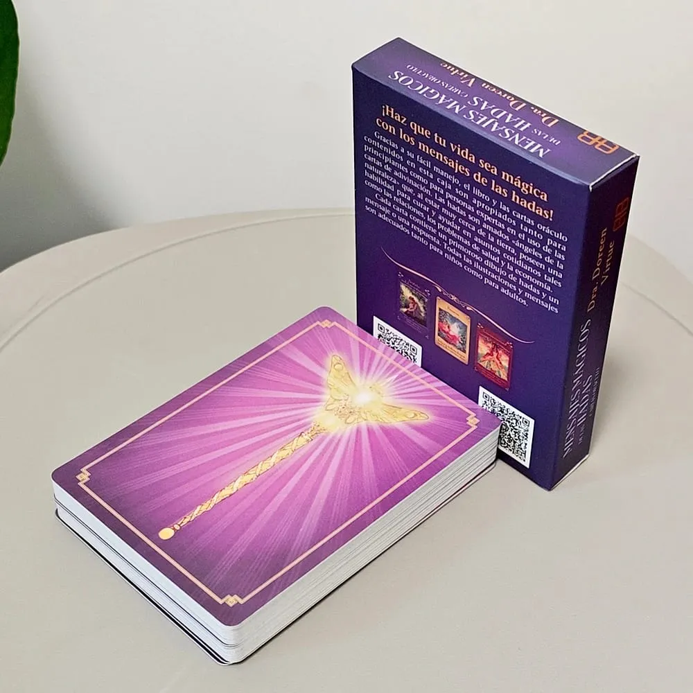 Magical Messages From The Fairies Oracle Deck 44 τμχ Ισπανικές κάρτες τυπωμένες σε χαρτόνι 350GSM με διπλό ανάγλυφο 10,5*7,5cm