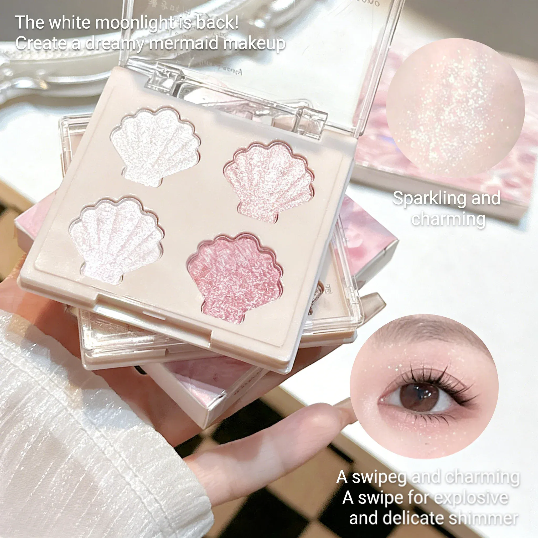 Shimmering Star Shell παλέτα ματιών 9 χρωμάτων Mermaid Sparkle Glitter Highlighter Μακιγιάζ ματιών για Graduation Party Glam
