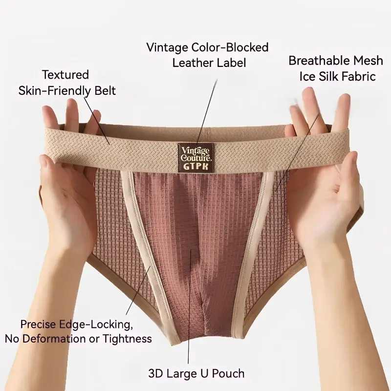 3 pcs Vintage Men High Cut Nylon Briefs Ice Silk Mesh Cool Underpants Soft Breathable Quick Dry Mens Underwear