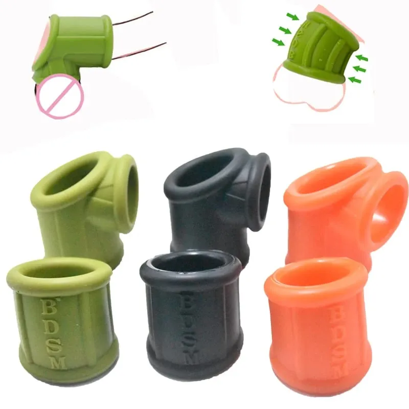 Male Ball Stretcher Scrotum Penis Rings Lock Sperm Penis Cock Ring Testis Restraint Penile Erection BDSM Sex Toys for Men Time
