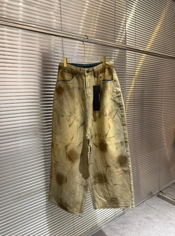 Latui Atelier Υψηλής ποιότητας Κεντημένο τζιν παντελόνι ROSE με λεκέδες και φθορές και τζιν με σχέδιο Flared Leg