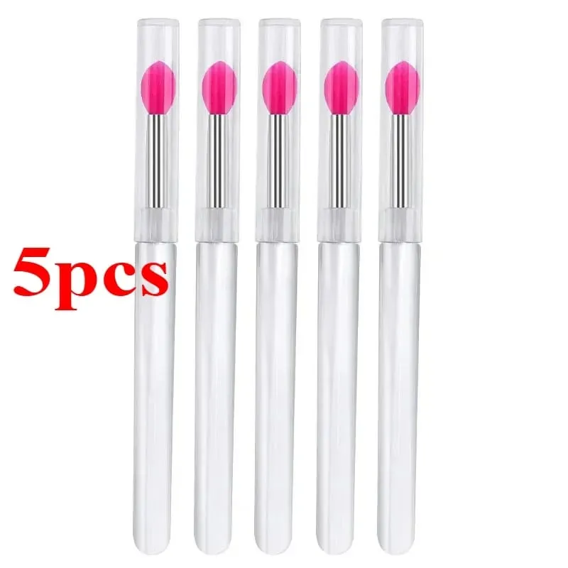 3/5/10 Buah Aplikator Stik Bibir Kuas Lipstik Silikon Lembut Pegangan Jernih Portabel Alat Kecantikan Lipgloss Microbrush Bersih