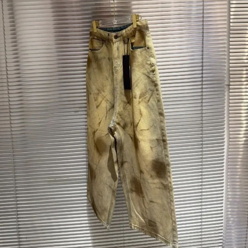 Latui Atelier Υψηλής ποιότητας Κεντημένο τζιν παντελόνι ROSE με λεκέδες και φθορές και τζιν με σχέδιο Flared Leg