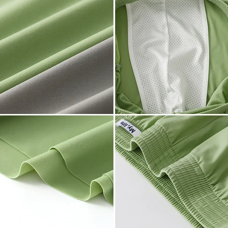 Large Size Satin Silky Loose Boxer Shorts Men Summer Thin Cool Ice Silk Underwear Arrow Pant Seemless Sleepwear Pajamas Panties